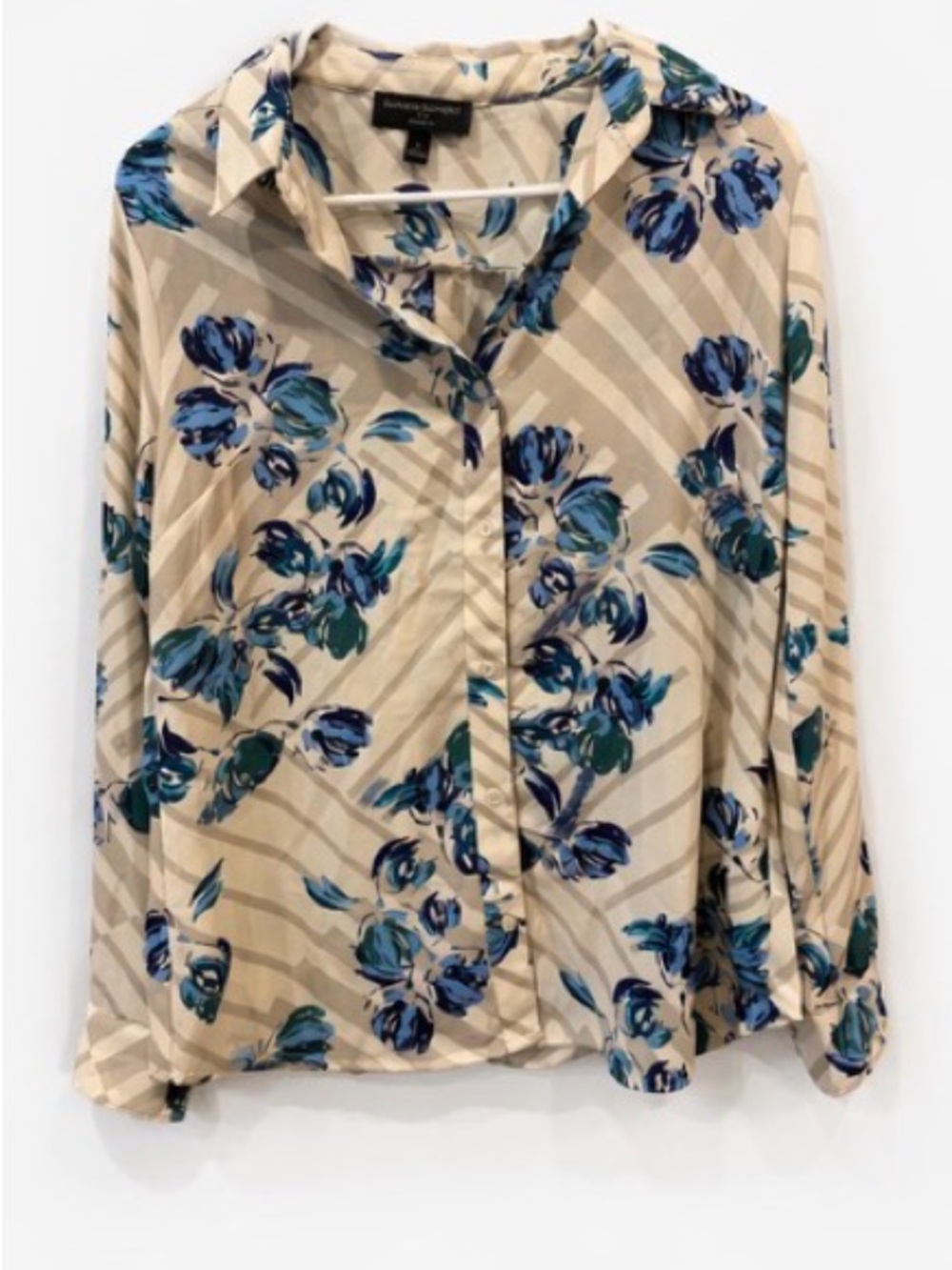 Banana Republic Beige Button-Down with Blue Floral Print - Picture 3 of 4